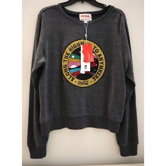 Wildfox Women Sz M V. Black Coca-Cola Series Highway To Anywhere L/S Sweatshirt - Picture 1 of 7